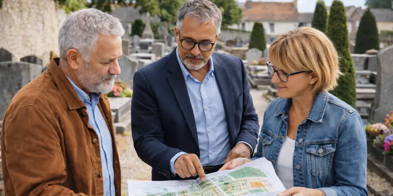 Élus locaux échangeant sur la gestion et la réglementation du cimetière communal
