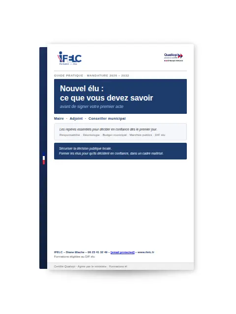Couverture du guide pratique IFELC pour les nouveaux élus locaux 2026